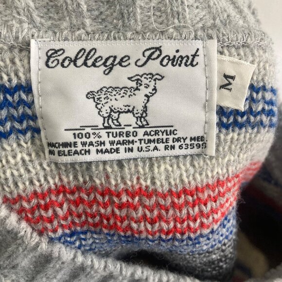 Vintage College Point Rainy Day Sweater Vest Medium Gray Grannycore Academia - Picture 4 of 4